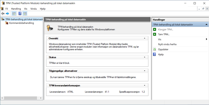 TPM tool in Windows 10.