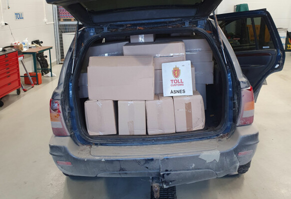 SEVERAGE: In the cartons, customs officers in Åsnes found 980 liters of counterfeit alcohol.