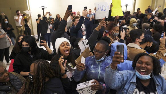 Julius Jones supporters broke out in tears and cheers when Jones' announcement was made.  Photo: DOUG HOKE / AP