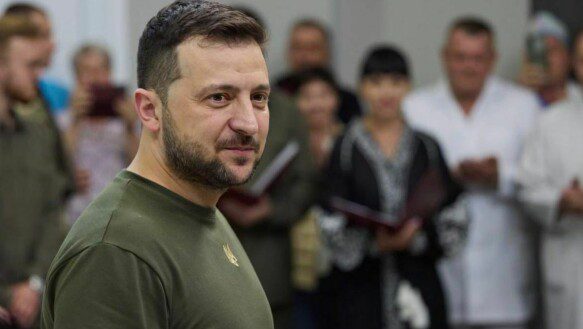 Confident: Here is Zelensky during Saturday's visit to Mykolachev, where he visited a hospital and distributed medals to soldiers.  Photo: Zelensky's presidential office