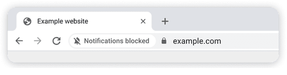 A muted notification in Chrome that alerts from this site are prohibited.