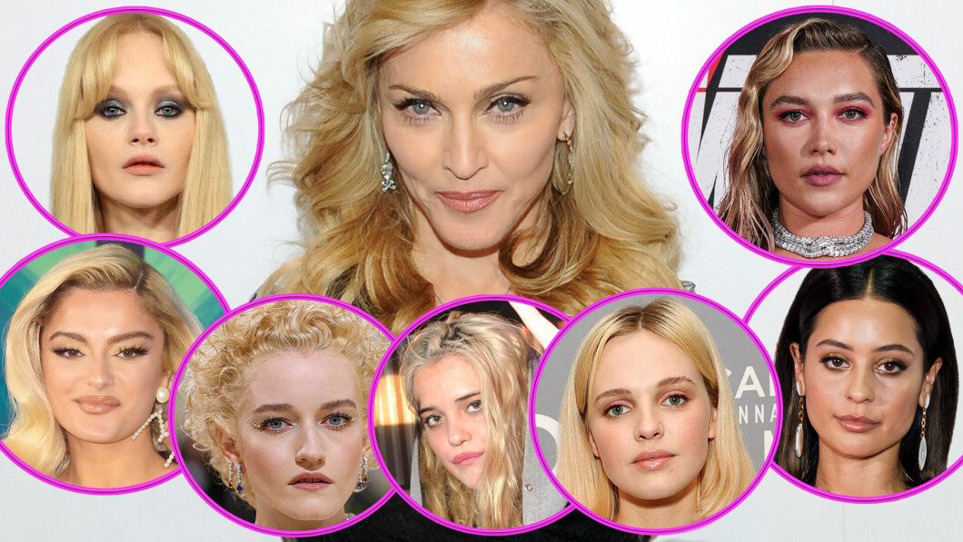 Actors and singers: Many names have been linked to the new project.  From top left: Emma Laird, Bebe Rexha, Julia Garner, Skye Ferreira, Odessa Young, Alexa Demi, Florentine Pugh and center Madonna.  Photo: Pa Photos / AFP / AP