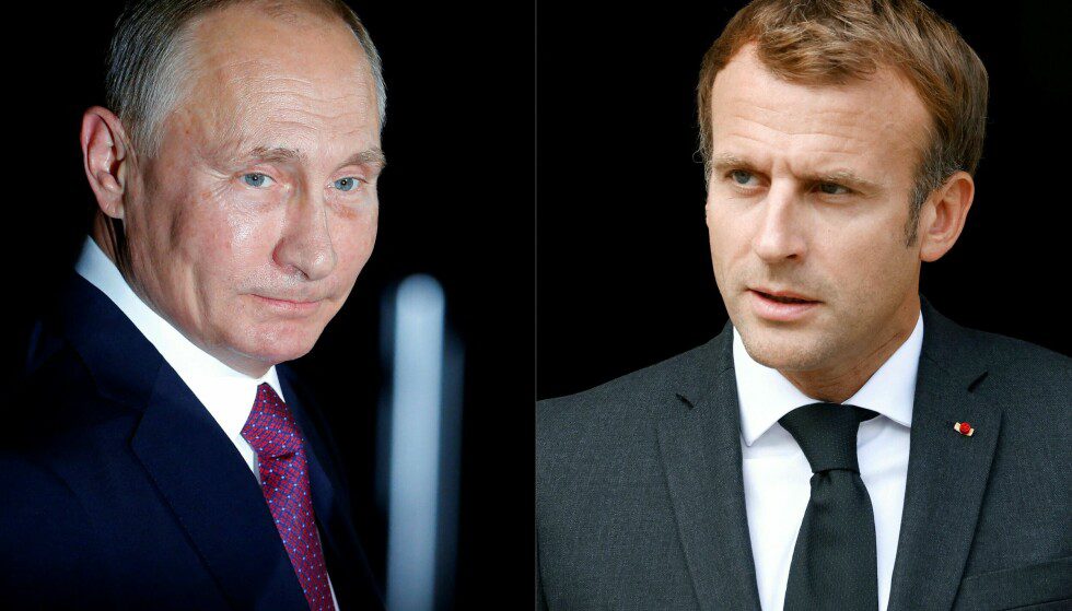 Emmanuel Macron and Vladimir Putin spoke by phone together on Friday and discussed the situation at the Russian-occupied Zaporizhia Power Plant.  Photo: AFP/NTB