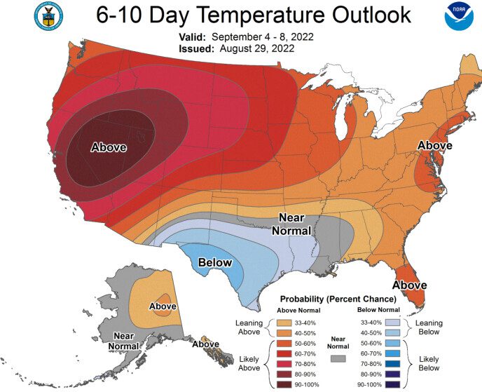 Unusually high: Abnormally high temperatures have been reported in parts of the United States in the coming days.  Photo: Climate Prediction Center
