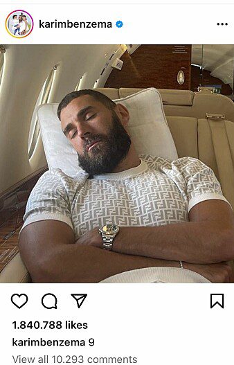 Criticism: Real Madrid star Karim Benzema is one of those who have received criticism for his use of a private jet.  Photo: Facsimile / Instagram