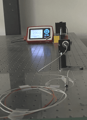 In this experiment, the LED lights up wirelessly over a distance of 30 metres.