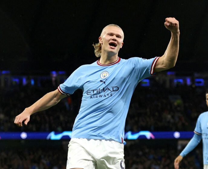 Jubilee start: Erling Braut Haaland scores a goal for Manchester City.  Photo: NTB