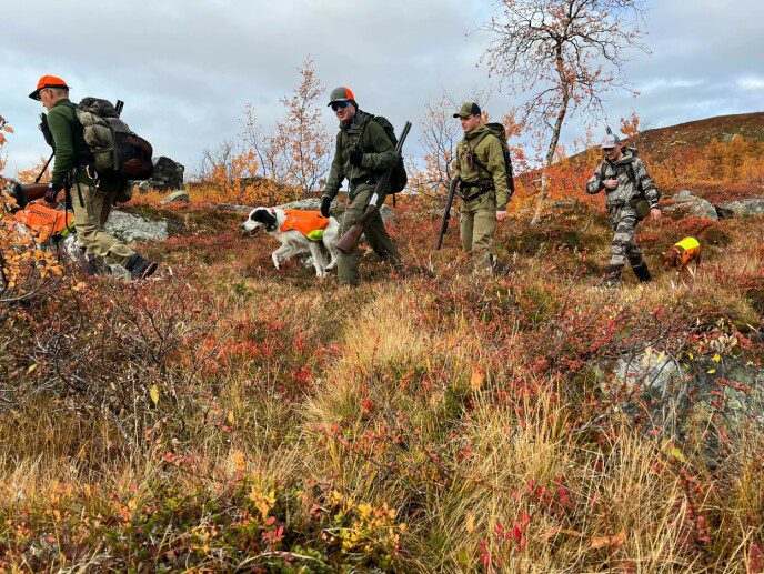 Hunting team: A Norwegian hunting team consisting of Thomas, Jorgen, Espen, Tommy and Olav Alexander helped rescue the 55-year-old Italian.  Photo: Thomas Lunde / Private