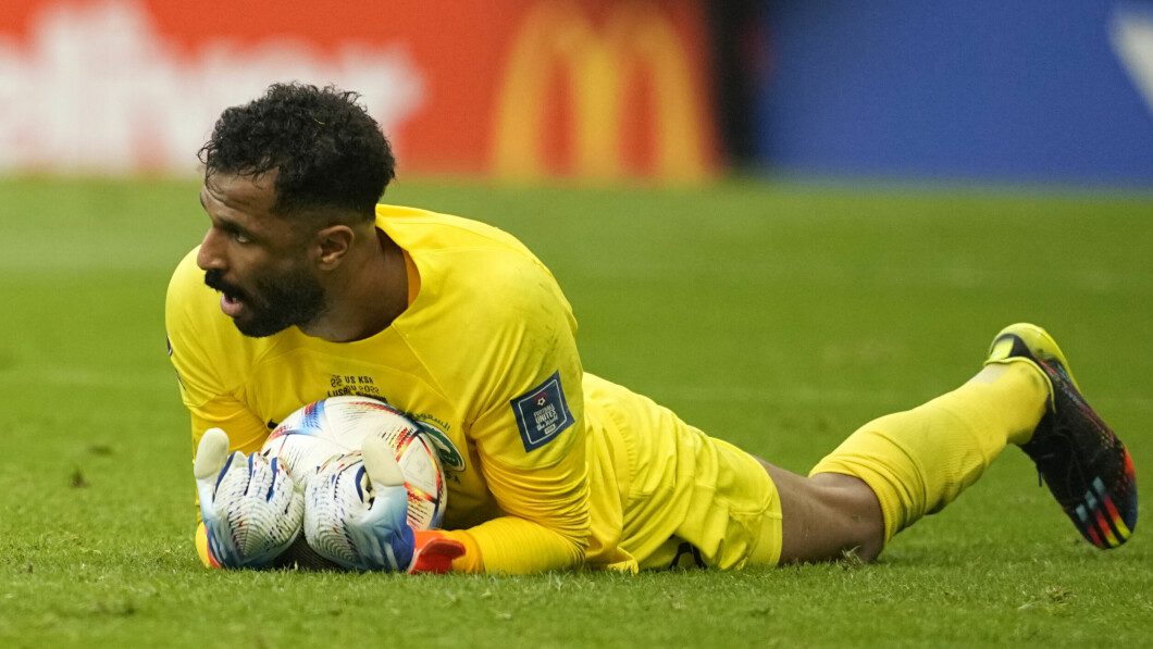 The Sensation: Saudi goalkeeper Mohammed Al Owais eventually began to think the ball long against Argentina, as the underdogs cruised to a thrilling 2-1 victory.  Photography: Ibrahim Norouzi