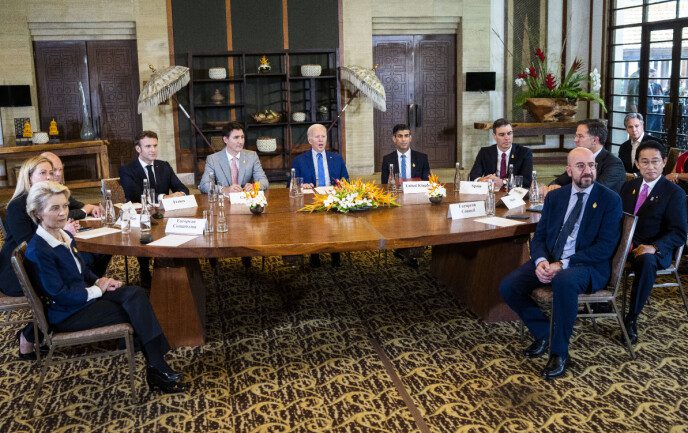 The meeting: Joe Biden with the leaders of the G7 countries.  Photo: AP/NTB